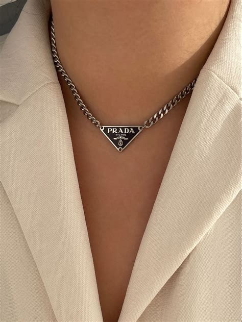 prada white and gold necklace|prada necklace men.